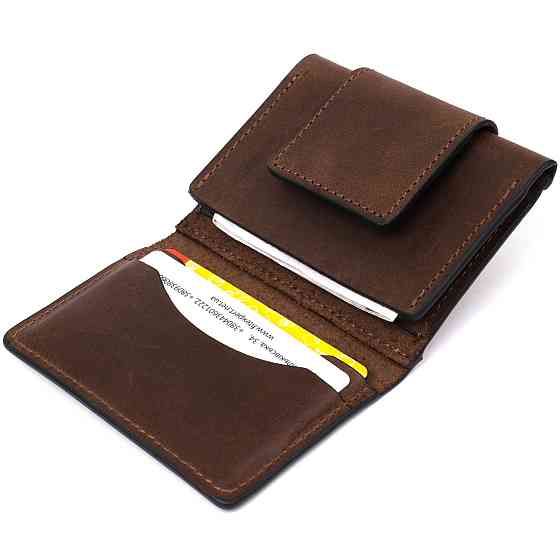 Чоловіча шкіряна візитниця GRANDE PELLE 11362 Коричневий Київ