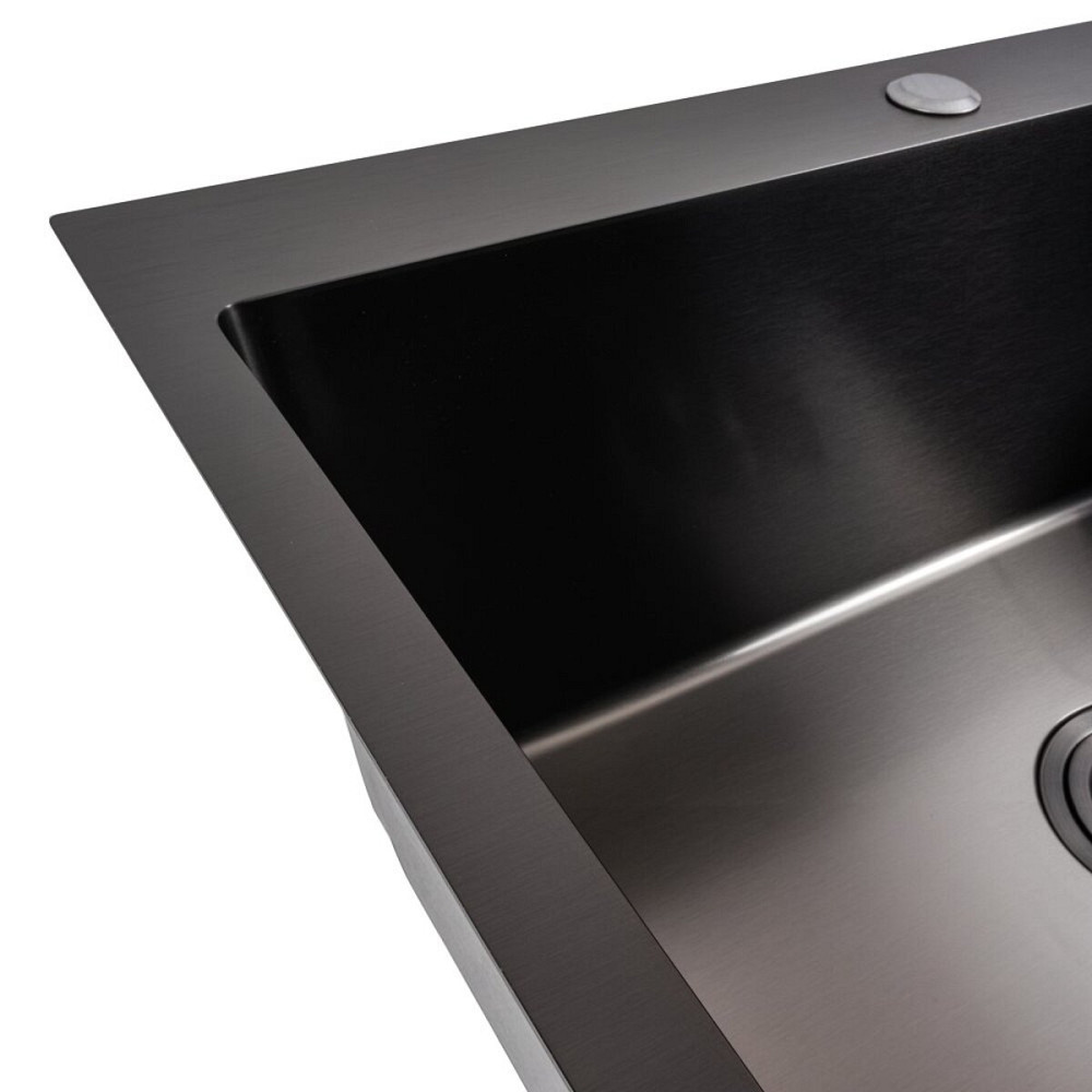 Кухонна мийка PVD чорна 65*45 Valeso Handmade (сифон круглий, 3,0/0,8) Коломия - фото 4