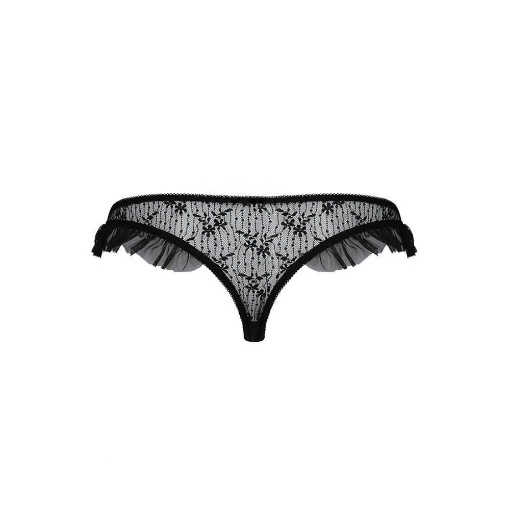 Трусики з оборками Passion Exclusive DONIA THONG XXL/XXXL, black Sex Aura Київ - фото 6
