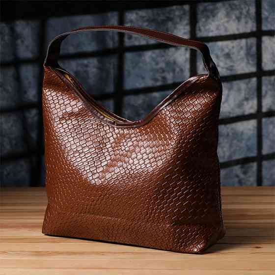Жіноча сумка з переплетеної екошкіри Vintage sale_15142 Коричневий Київ