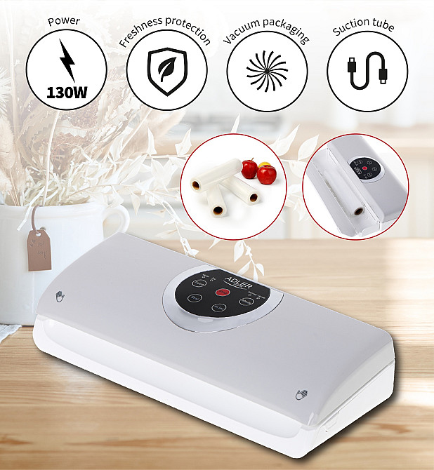 Вакууматор Adler AD 4503 для пакетів,рулонів та контейнерів/ 130Вт/ 30см/ ел. керування/ сірий Винница - изображение 11