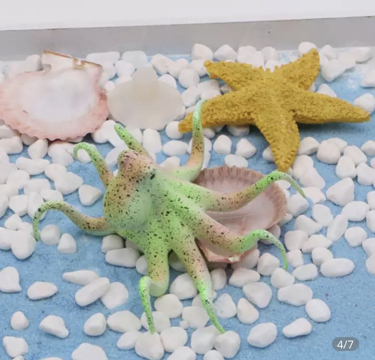 Восьминіг для акваріума салатовий, силіконовий та люмінісцентний (в темноті світяться), декор в акваріум), розмір 10*5 см Київ - фото 2