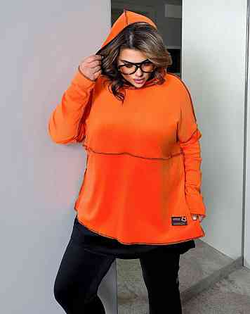 Женский стильный повседневный костюм из качественного велюра Оранжевый, 60/64 Одесса