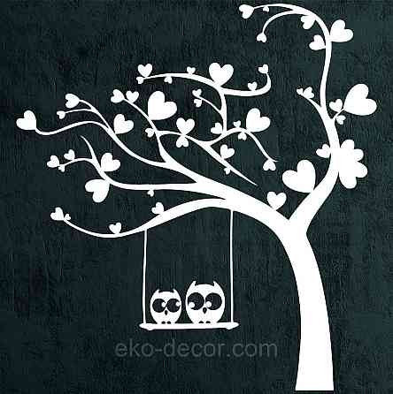 Декоративное настенное Панно «Совы на ветке», Декор на стену 50*36 см, Белый Киев