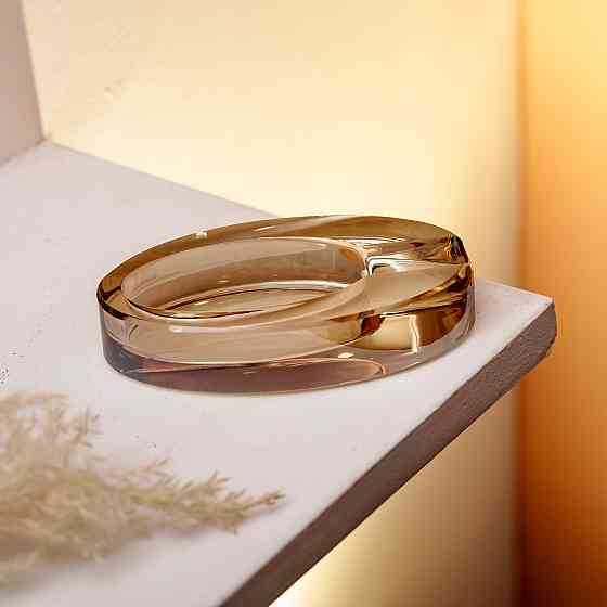 Декоративная стеклянная пепельница золотистая 13x7,5 см Киев