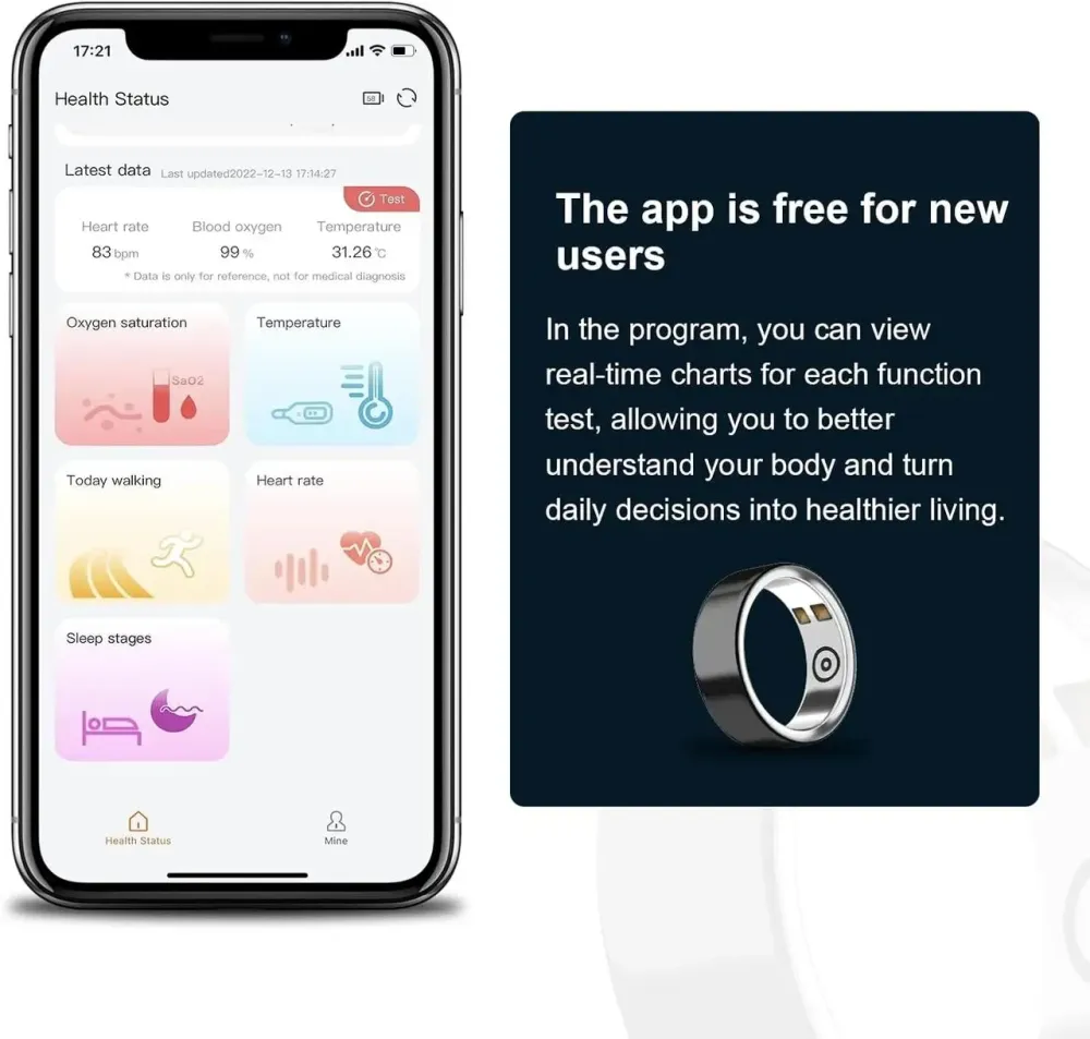 Смарт-кільце смарт-каблучка Smart Ring Fitiger SR-H Розмір 19 з датчиками температури кисню та серцебиття Дніпро - фото 4