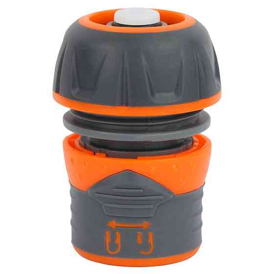 Конектор 1⁄2" швидкознімний для шланга 3⁄4" аквастоп із замком (ABS+TPR) FLORA (5015454) Київ