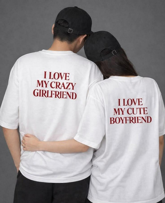 Парні футболки для закоханих «I Love My Girlfriend / Boyfriend» XL, L, Графітовий Чернівці - фото 1