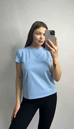 Базовая футболка женская удлиненная Голубой S Харьков