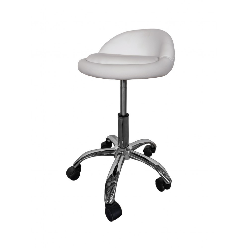 Кресло табурет на колесах со спинкой Bonro B-498 экокожа Белый Киев - изображение 7