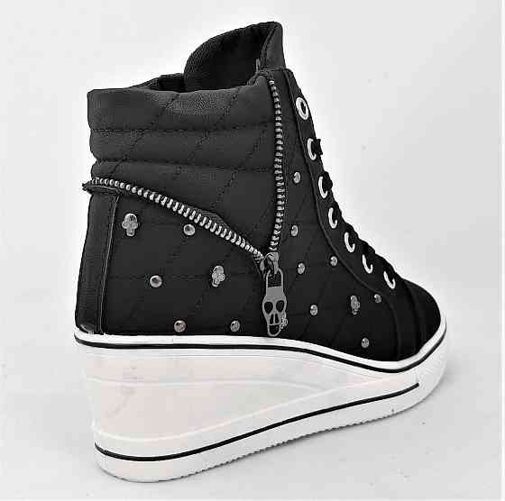 Жіночі Снікери Кросівки на Танкетці Чорні Сліпони Мокасини на Платформі (розміри: 37,38) Дніпро