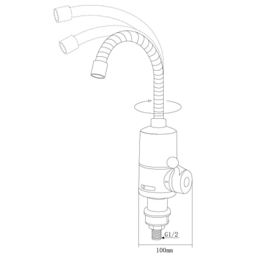Кран-водонагрівач проточний NZ 0,4-5бар 3,0кВт для кухні гусак гофрований на гайці Aquatica Житомир - изображение 3