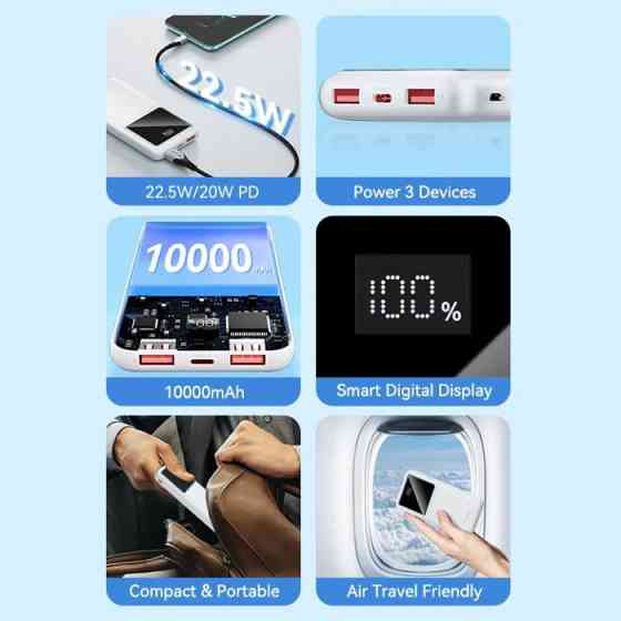 Універсальна мобільна батарея Vention 10000 mAh PD QC 3.0 White (FHKW0) ( 22237 ) Харьков