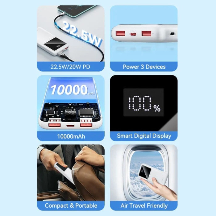 Універсальна мобільна батарея Vention 10000 mAh PD QC 3.0 White (FHKW0) ( 22237 ) Харьков - изображение 5