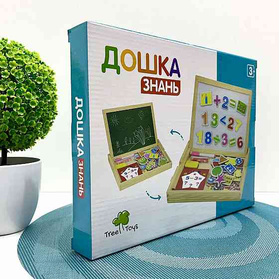 Дерев'яна іграшка Tree Toys двостороння магнітна геометричні фігури маркер (MD 0694) Чернігів