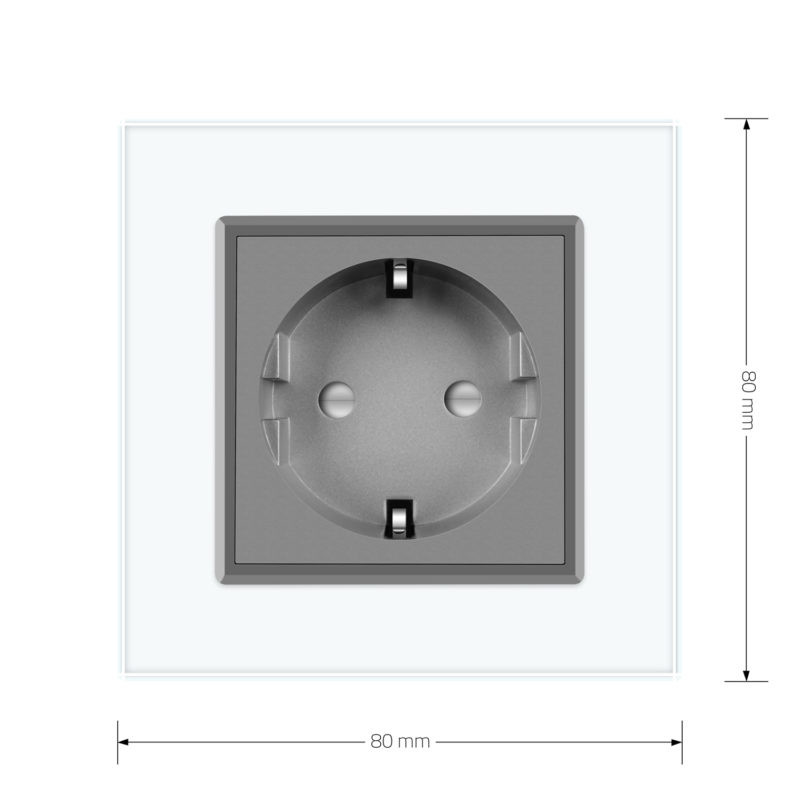 LIVOLO Електрична розетка з заземленням LIVOLO, сіра з білою рамкою, шторки, скло, 250В 16А (VL Коломия - фото 5