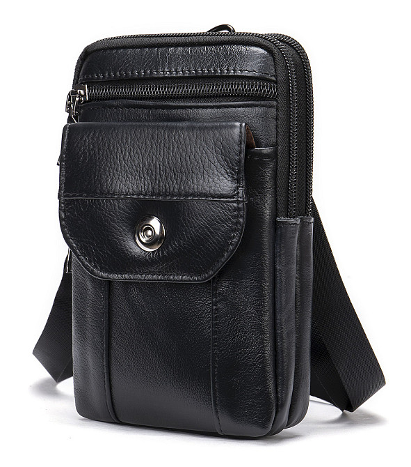 Шкіряна сумка на пояс Чорна (Vintage) Київ - фото 6