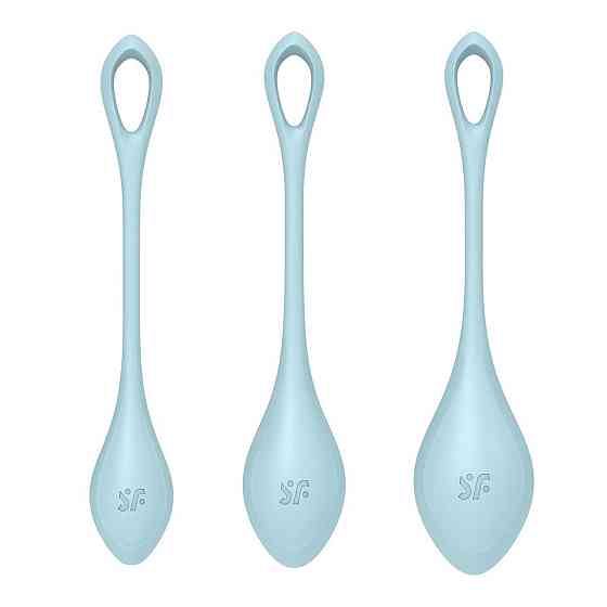 Набір йоні намистин Satisfyer Yoni Power 2 Light Blue, диаметр 2-2,5-3см, вес 22-44-73гр Sex Aura Київ