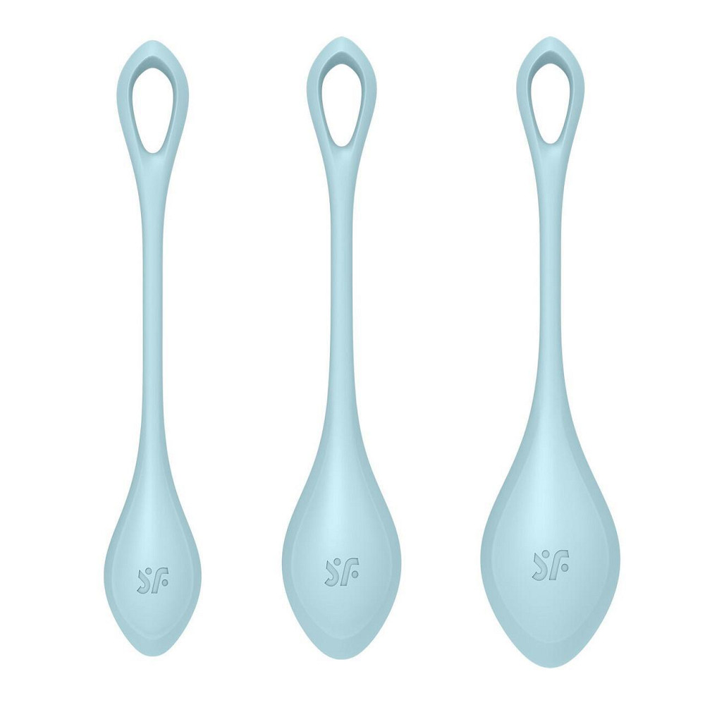 Набір йоні намистин Satisfyer Yoni Power 2 Light Blue, диаметр 2-2,5-3см, вес 22-44-73гр Sex Aura Київ - фото 4