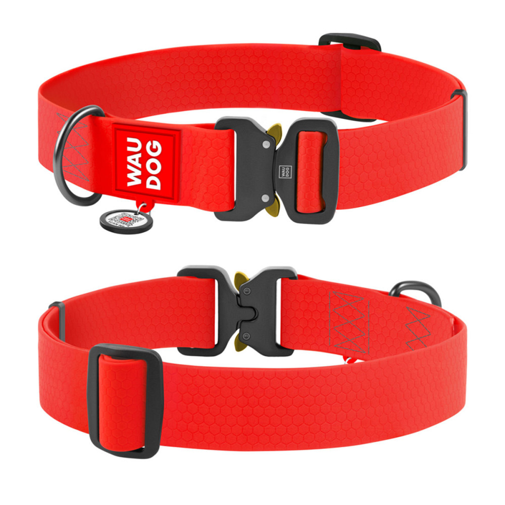 Ошейник для собак водостойкий WAUDOG Waterproof c QR паспортом, металлическая пряжка-фастекс, Ш 40 мм, Длинна 46-70 см, красный Киев - изображение 2