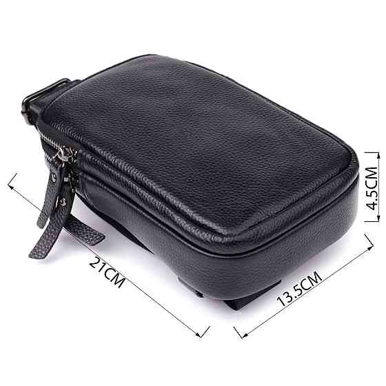 Сумка-слинг для мужчин из натуральной кожи Vintage 22955 Черный Киев