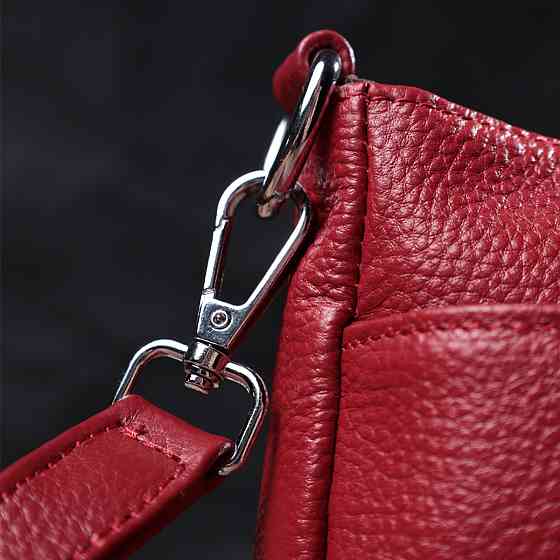 Сумка середнього розміру на три відділення з натуральної шкіри Vintage 22803 Червоний Київ