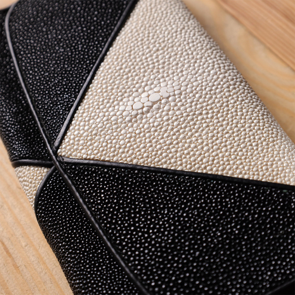 Кошелек женский STINGRAY LEATHER 18103 из натуральной кожи морского ската Черный Киев - изображение 1