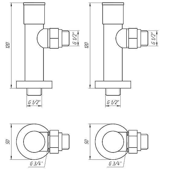 Набір Кран вентильний кутовий з американкою SOLOMON LUX 1/2″  7777  (2шт.) BLACK   (1уп) Тернопіль