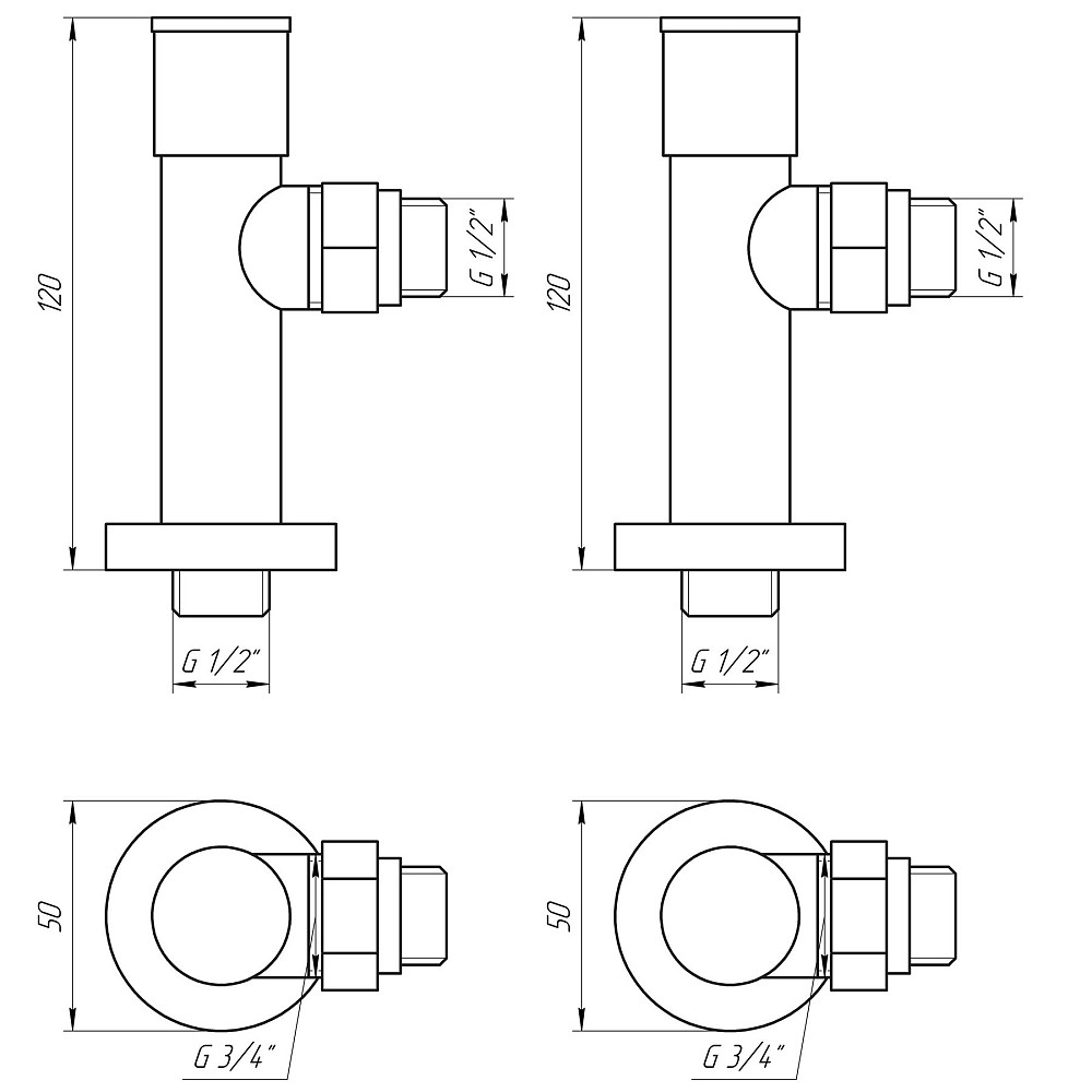 Набір Кран вентильний кутовий з американкою SOLOMON LUX 1/2″  7777  (2шт.) BLACK   (1уп) Тернопіль - фото 6