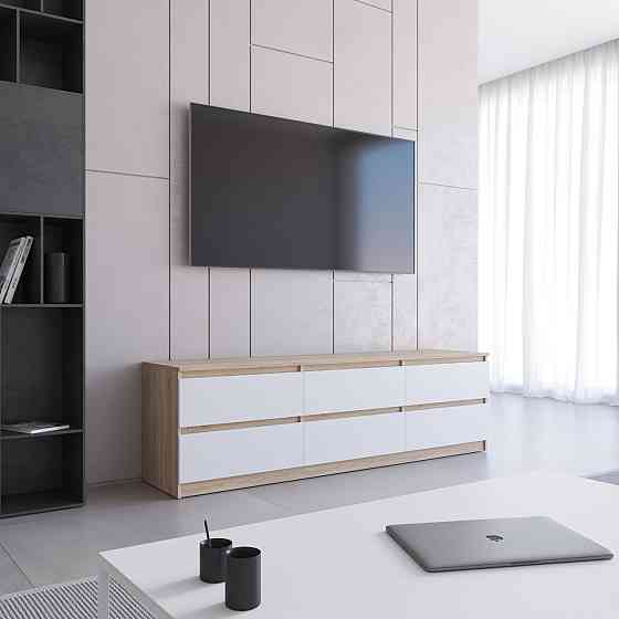 Тумба под телевизор VAYS R-12, 6 ящиков без ручек, ЛДСП, 180×40×53 см Львов