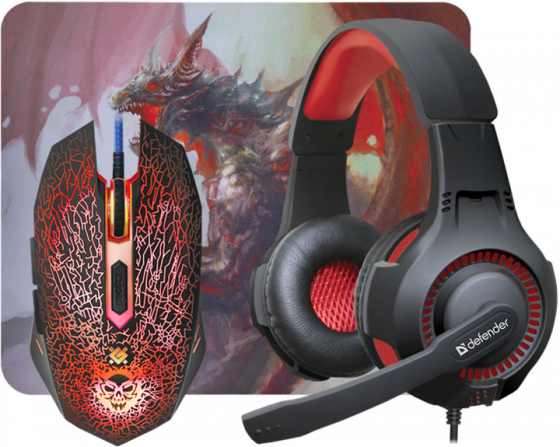 Комплект проводной Defender DragonBorn MHP-003 (black/red) Винница