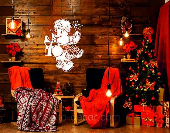 Декоративное настенное Панно «Снеговик», Декор на стену 110*83 см, Белый Киев