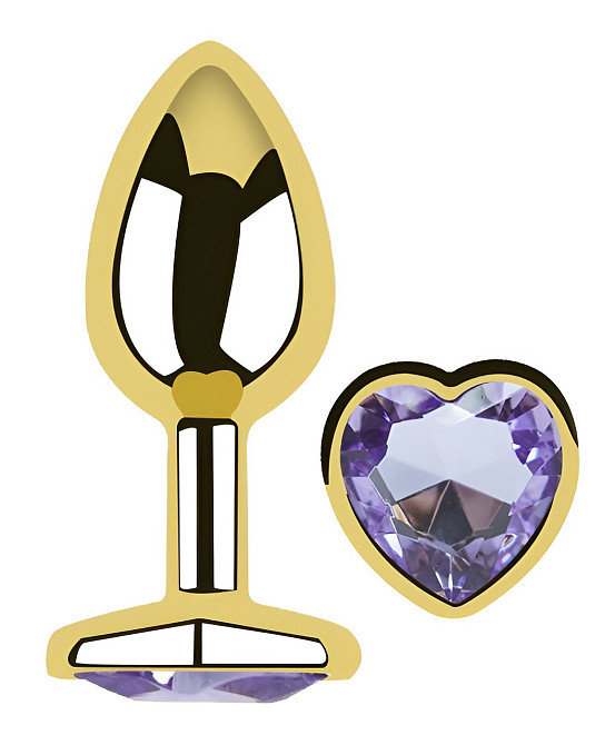 Анальная пробка с кристаллом EGZO - Gold Heart Plug Amethyst size S Sex Aura Киев - изображение 2