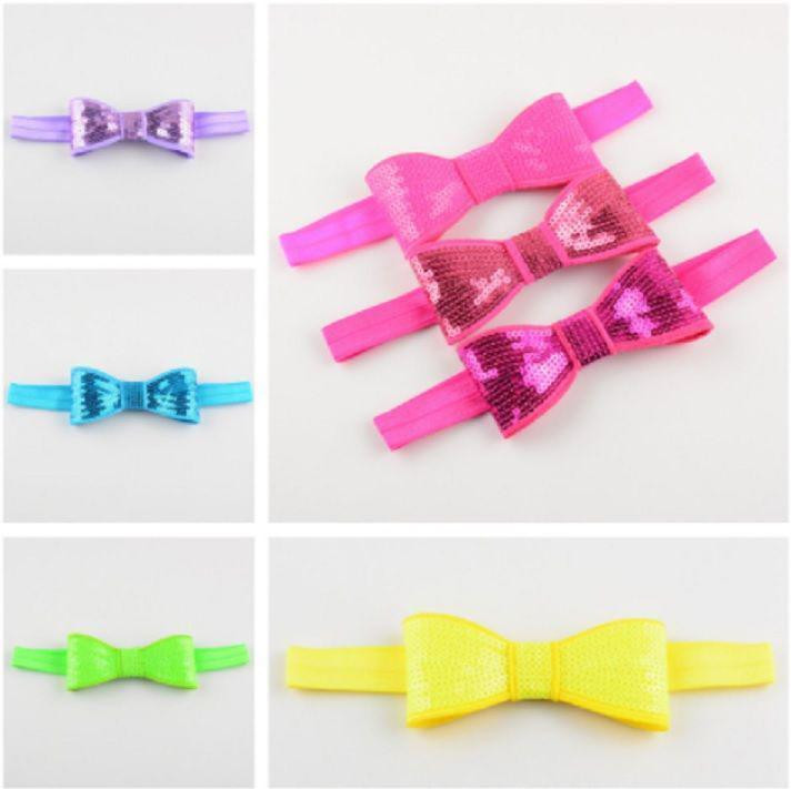 Пов'язка дитяча рожевого кольору з паєтками - бант близько 10см, окружність 36-48см Київ - фото 2