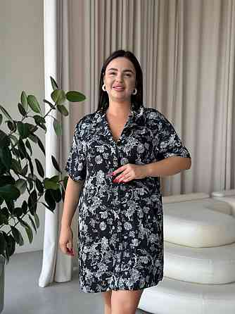 Жіноча шовкова нічна сорочка великих розмірів Ночнушка PLUS SIZE Одяг для дому Сукня для сну з квітами Одеса