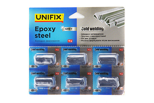 Холодная сварка серая 6*10г (блистер) UNIFIX Ровно - изображение 1
