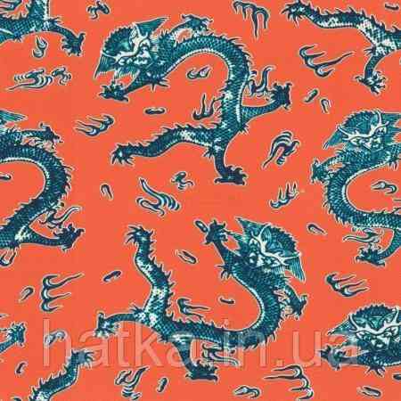 Шпалери вінілові на флізеліні Rasch Clasik 0,53х10 дитячі динозаври бірюзові на яскраво-гарячому Київ