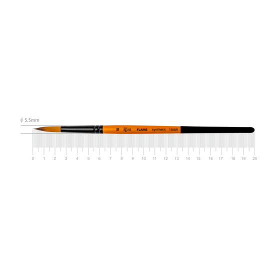 Пензель синтетика кругла FLAME 1368R №10 коротка ручка ROSA Київ
