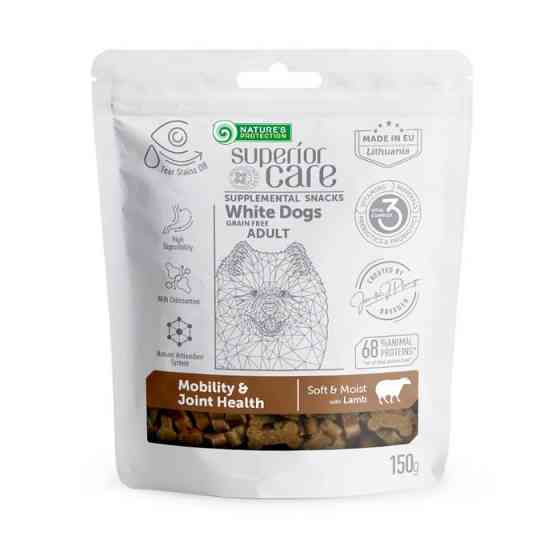 Nature's Protection Superior Care White Dogs Mobility & Joint Health Беззернові ласощі для дорослих собак із білим забарвленням з ягнятиною,  Київ