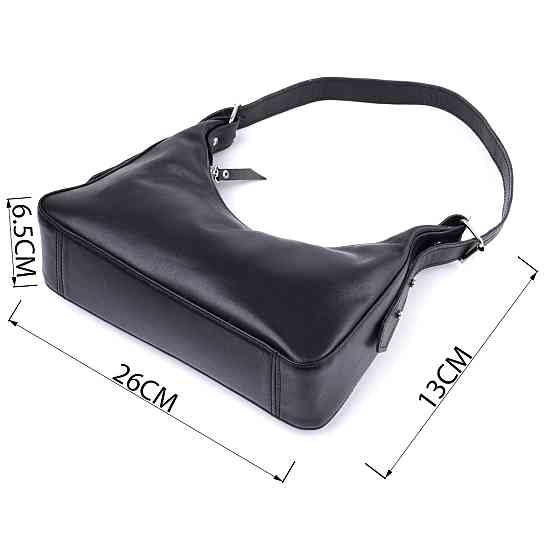 Жіноча сумка багет з регульованим ременем з гладкої натуральної шкіри Shvigel 22834 Чорна Київ