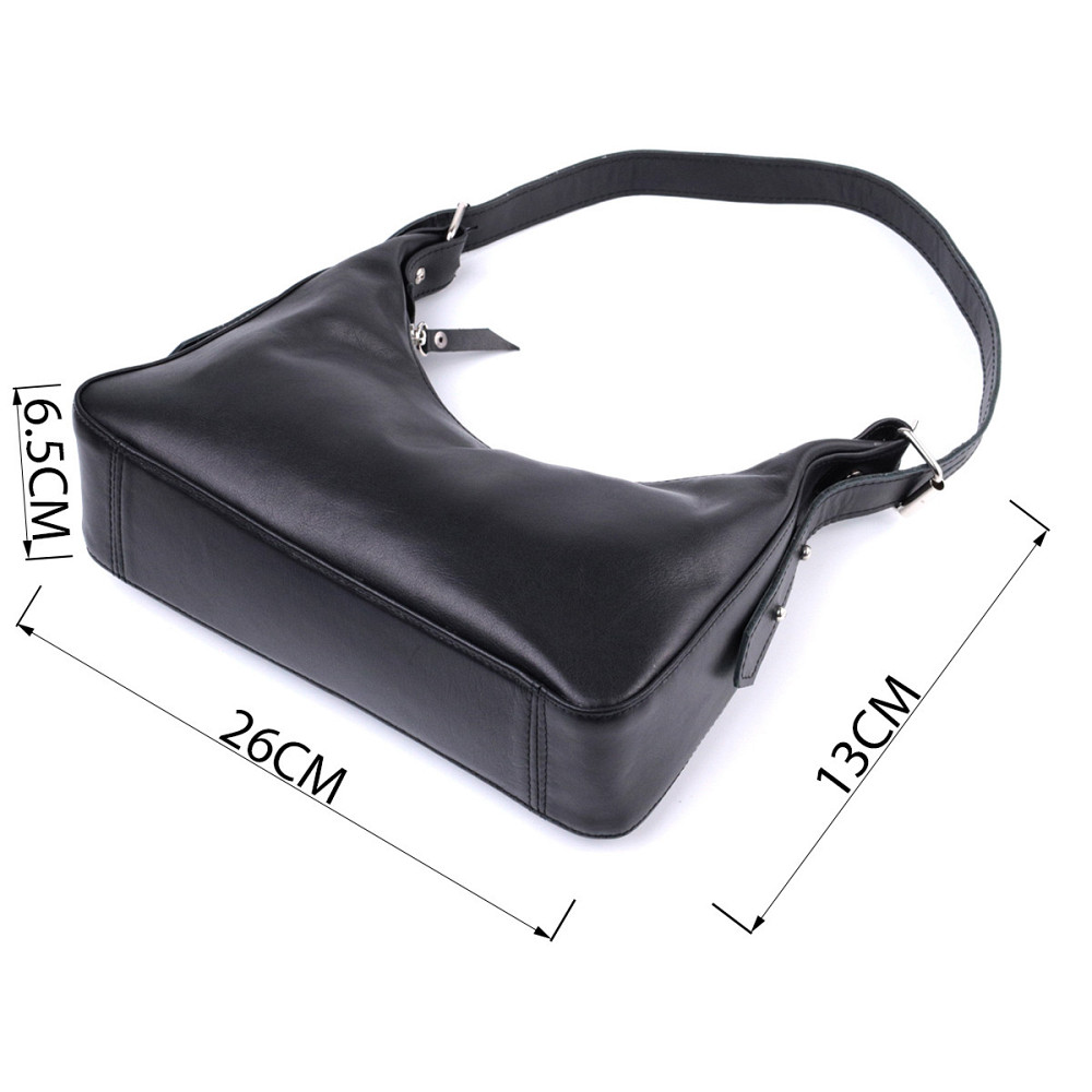 Жіноча сумка багет з регульованим ременем з гладкої натуральної шкіри Shvigel 22834 Чорна Київ - фото 3