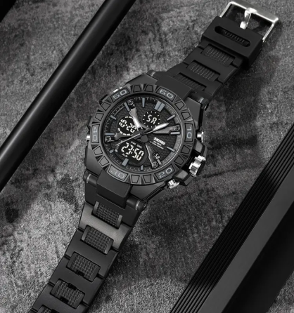 Часы мужские наручные спортивные Skmei 2221 с двойным дисплеем и подсветкой (Черный) Киев