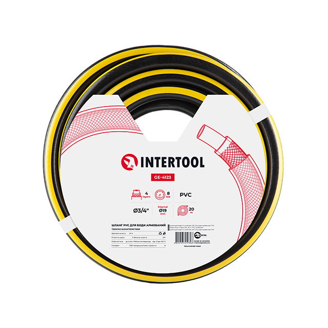 Шланг для води 4-х шаровий 3/4 ", 20м, армований, PVC INTERTOOL GE-4123 Київ - фото 13