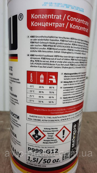 Антифриз концентрат (червоний) 1.5л HEPU (Німеччина) P999G12 Київ - фото 2