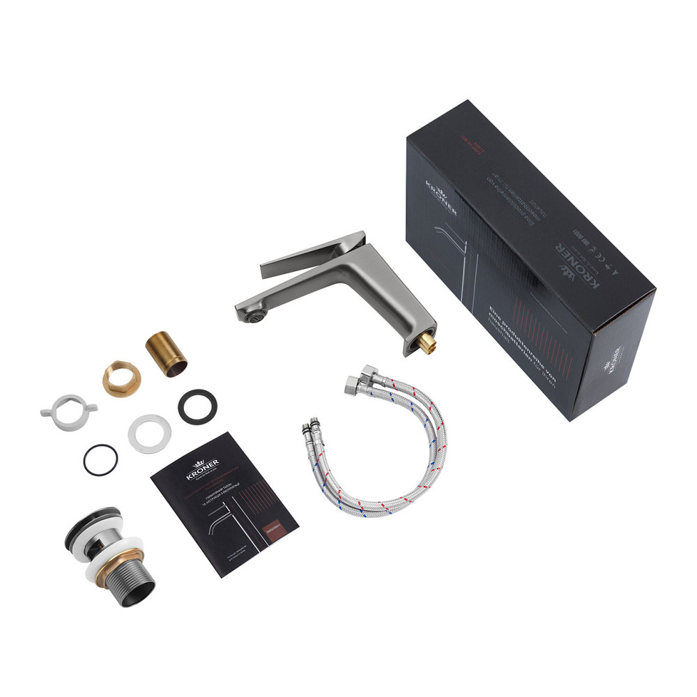 Смеситель для раковины Kroner KRP Ersel - GRP0111BV с донным клапаном Киев - изображение 9