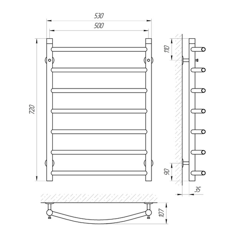 Водяна сушарка для рушників Laris Класик П7 500x700 Київ - фото 6