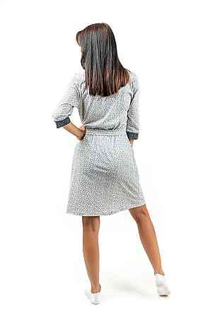 Спальный комплект (тройка) пижама+халат, белый, 100% х/б, топ Крохатушка одяг Киев