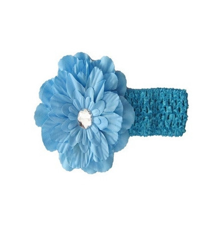 Детская голубая повязка - цветок 12см, окружность 28-50см Киев - изображение 1