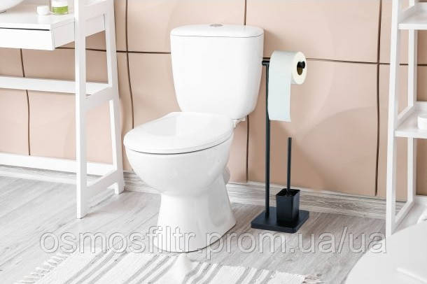 Гарнитур для туалета Axentia с держател для туалетной бумаги чёрный нерж бетон 23x69.5x18 см (133929) Киев - изображение 8