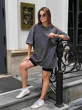 Велосипедки и футболка варенка тай дай оверсайз Серый M-L Харьков